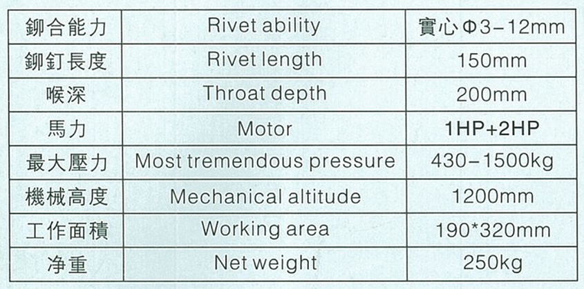 桌上型油压旋铆机